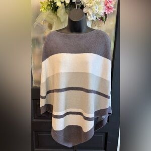 Barefoot Dreams Cozy Chic Gray Striped Poncho